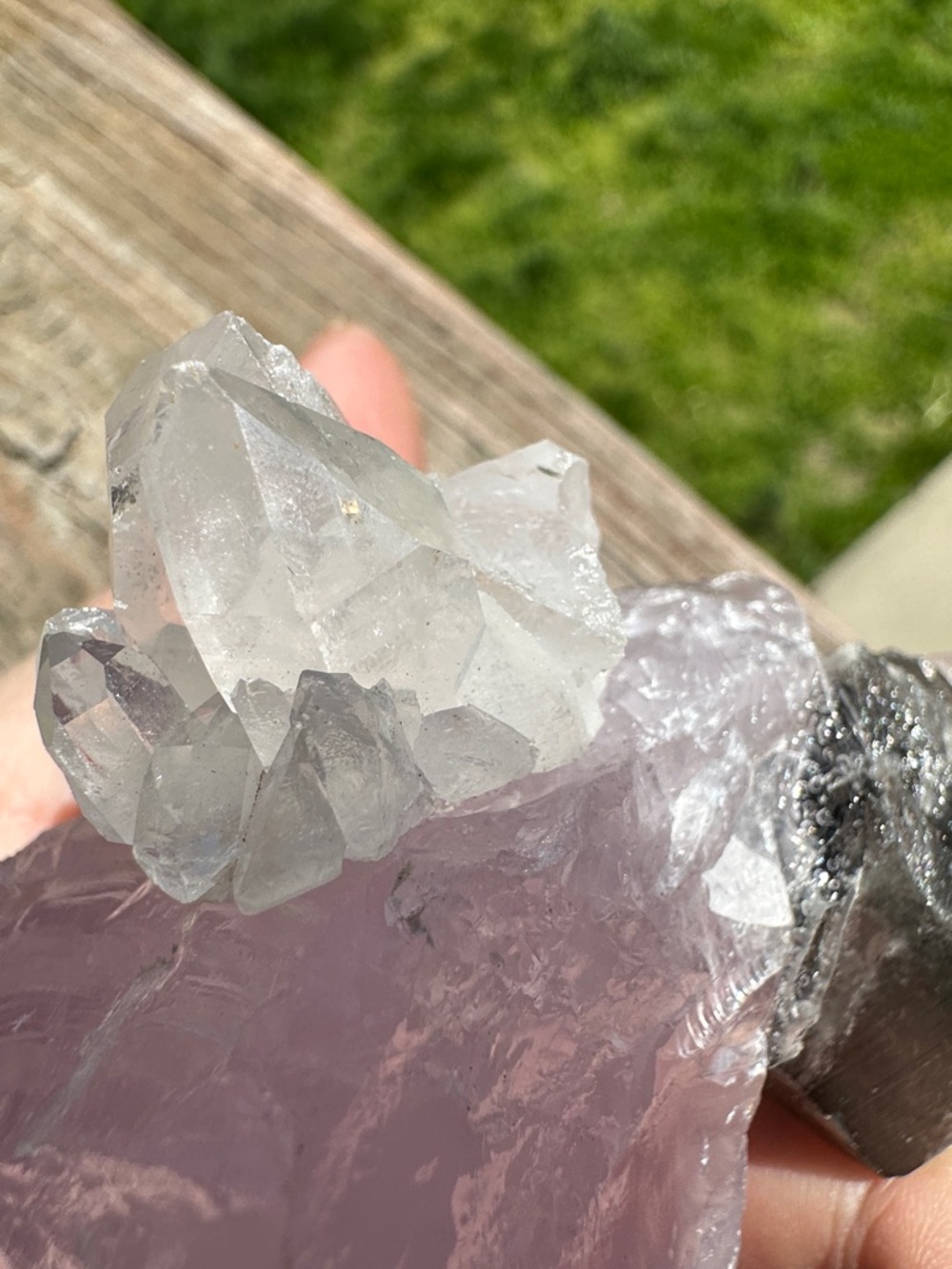 Handmade Rose Quartz Cluster with Smoky & Clear Quartz Accent - Picture 5 of 6